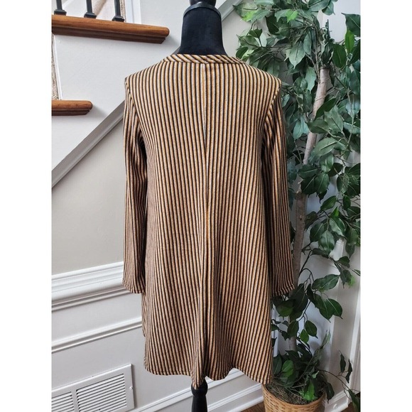 Pinc Women's Brown & Black Polyester Round Neck Long Sleeve Knee Length Dress L - Picture 6 of 11